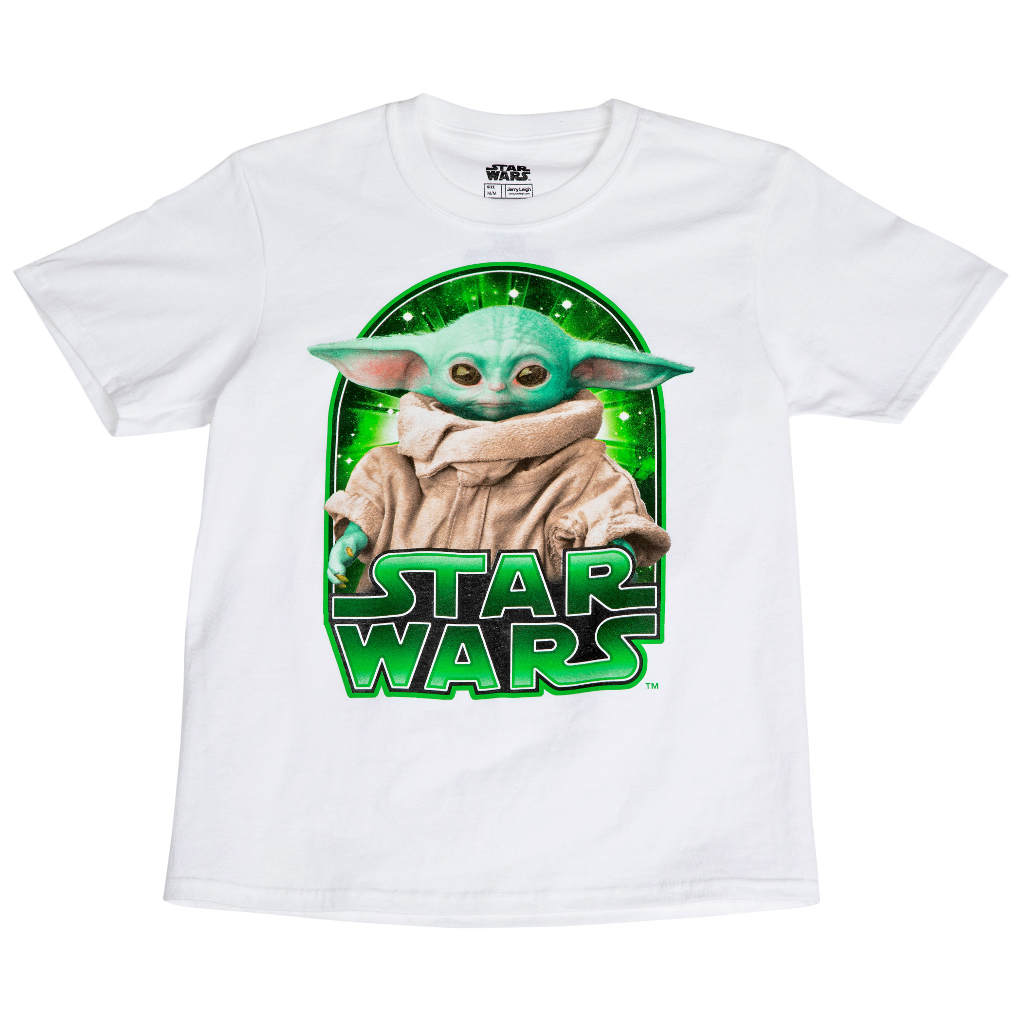 Star Wars The Mandalorian Grogu Galaxy Green Youth T-Shirt